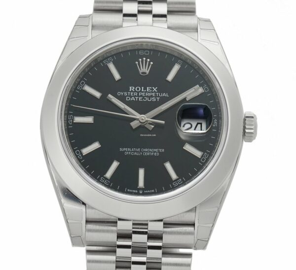 Melhor Rolex Datejust 41mm pulseira de aço mostrador preto