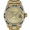 Relógio feminino falso Rolex Datejust 69138s diamante safira esmeralda moldura