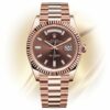 Réplica de luxo Rolex Day-date 40 Chocolate Baguette President em 18K Rose Gold Embalagem completa e sem uso