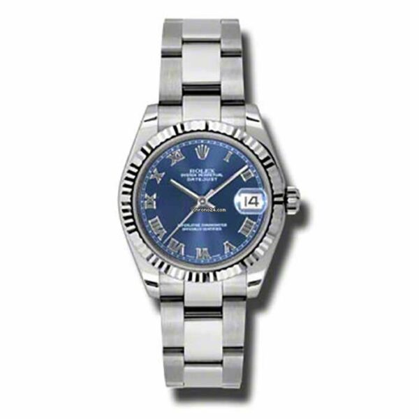 Réplica de qualidade Rolex Datejust 31mm - moldura canelada de aço inoxidável - 178274 pulseira Blro Oyster