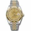 Réplica de qualidade Rolex Datejust 41 aço e ouro amarelo – luneta canelada – jubileu 126333 chdj