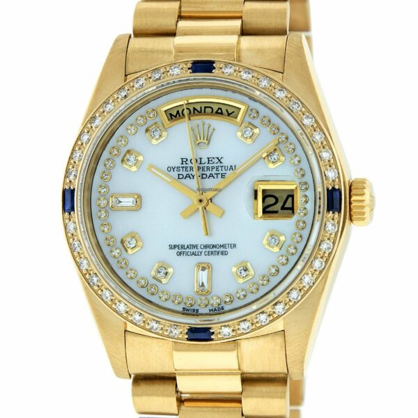 Réplica de luxo Rolex 36mm 18k Day-date President Mop Diamond Dial Sapphire - 18038