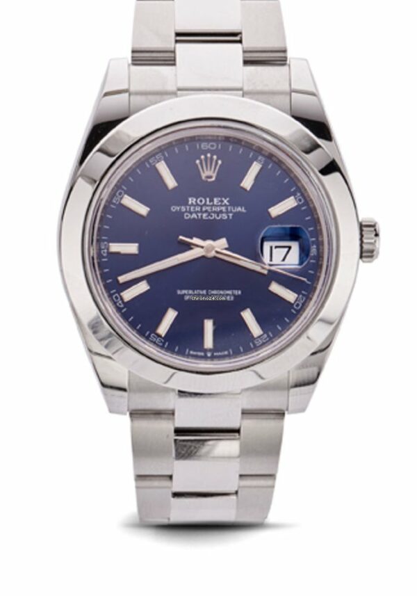 Réplica suíça Rolex Oyster Perpetual Datejust 41 Blue Index Oyster nunca usado 2021