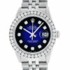 Réplica de luxo de relógio masculino Rolex Datejust em ouro branco 18 quilates e diamante azul aço 3,10 ct