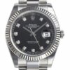 Réplica de luxo Rolex Datejust 41 aço inoxidável ouro branco 126334 diamante negro