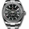 Falso relógio Rolex Sky-dweller com mostrador preto completo