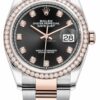 Réplica Rolex Datejust 36mm aço inoxidável e ouro rosa 126281rbr Black Diamond Oyster