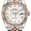 Melhor Rolex Datejust 36mm Aço Inoxidável e Ouro Rosa 126231 Jubileu Romano Branco