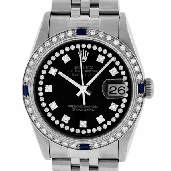 Réplica de relógio suíço Rolex Datejust Ss Masculino - Mostrador em Ouro Branco 18K com Diamantes Negros