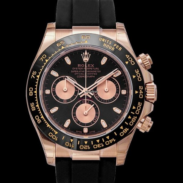 Réplica Rolex Cosmograph Daytona 18K Ouro Everose Automático Relógio Masculino Automático – 116515ln