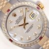 Compre Rolex Datejust falso 36mm dois tons de aço 18k Ruby/Diamond Bezel-White Diamond Mop