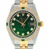 Relógio falso masculino Rolex Datejust Ss e ouro 18k Y com diamantes verdes