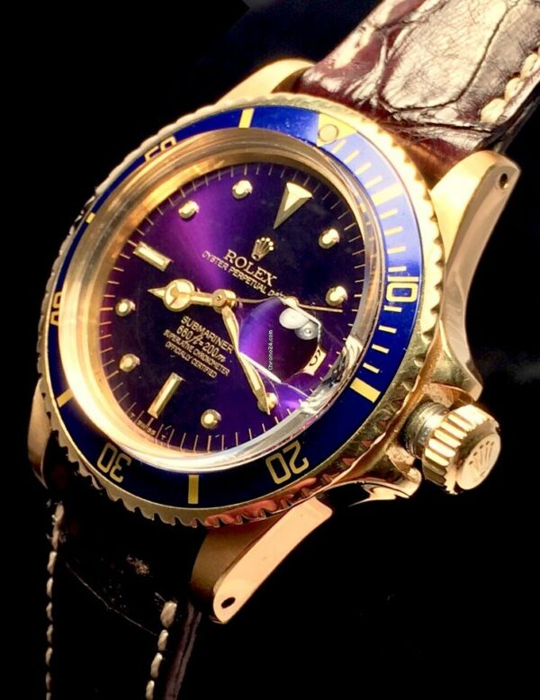 Compre um Rolex Submariner Yellow Gold 1680 8 Tropical Violet falsificado