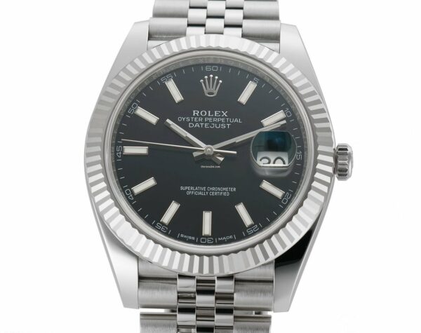 Réplica Rolex Datejust Steel 41mm 18k Ouro Branco Moldura Preto Mostrador Pulseira Jubileu