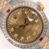 Réplique pas cher Rolex Datejust 36mm Two Tone 18k / Steel Ruby Diamond Bezel-Champagne String Dial