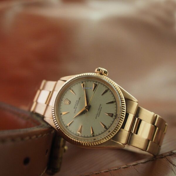 Réplica de qualidade Rolex Oyster Perpetual Ref.6285 Rose Gold Honeycomb Mostrador