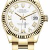 Réplica barata Rolex Datejust 31mm Ouro Amarelo 278278 Branco Roman Oyster