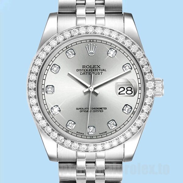 Rolex Datejust 116244 36mm Unissex Tom Prata Mostrador Prateado