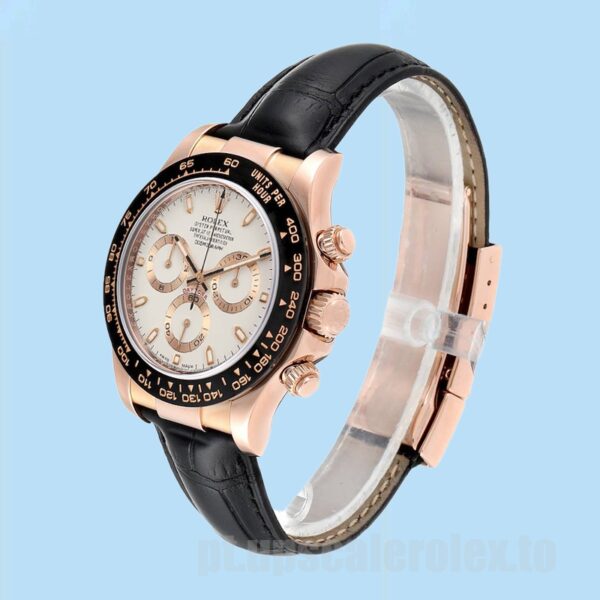 Rolex Daytona 116515 40mm Masculino Correia De Couro Ver - Image 3