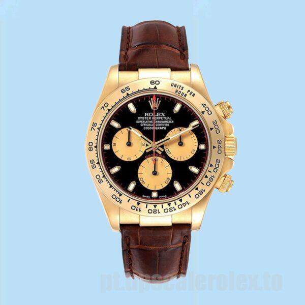 Rolex Daytona 116518 Masculino 40mm Tom De Ouro Correia De Couro - Image 2