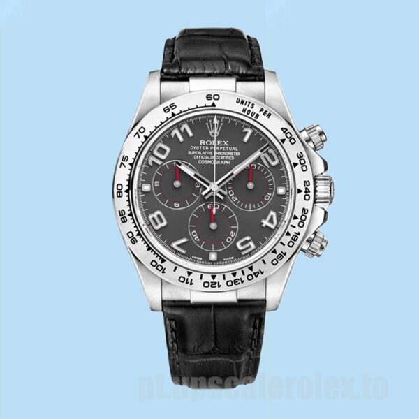 Rolex Daytona Masculino 40mm 116519 Tom Prata Correia De Couro - Image 2