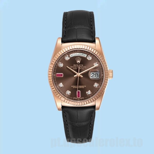 Rolex Day-Date 36mm 118135-0085 Masculino Tom De Ouro Rosa Ver - Image 2