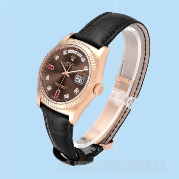 Rolex Day-Date 36mm 118135-0085 Masculino Tom De Ouro Rosa Ver - Image 3