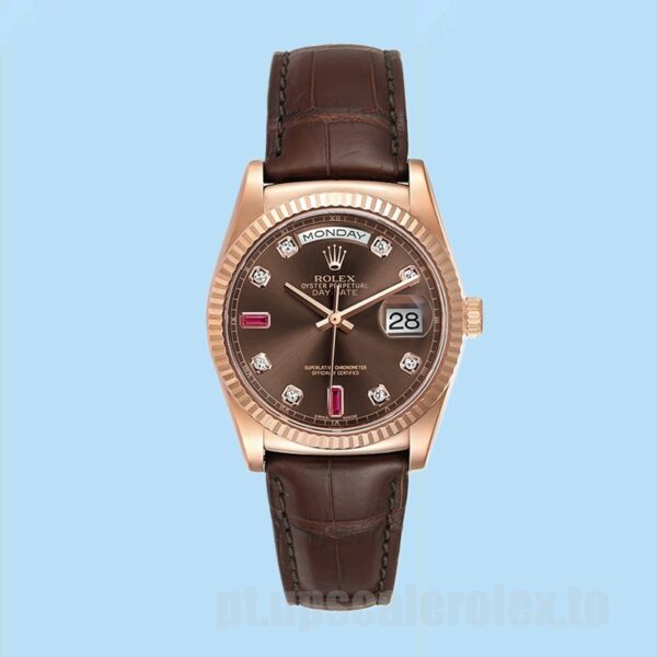 Rolex Day-Date 118135-0022 36mm Masculino Mostrador Marrom - Image 2