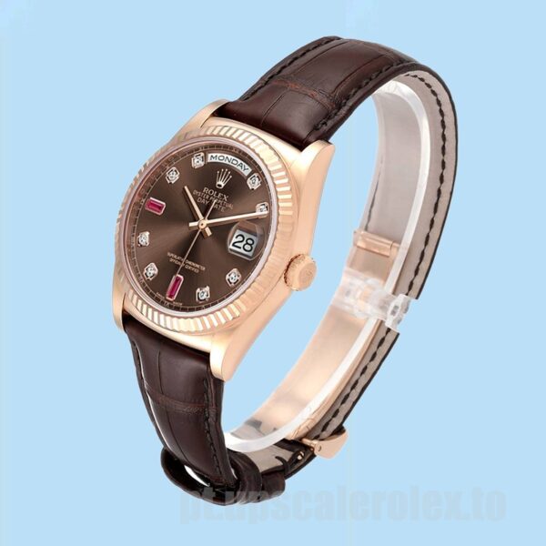 Rolex Day-Date 118135-0022 36mm Masculino Mostrador Marrom - Image 3