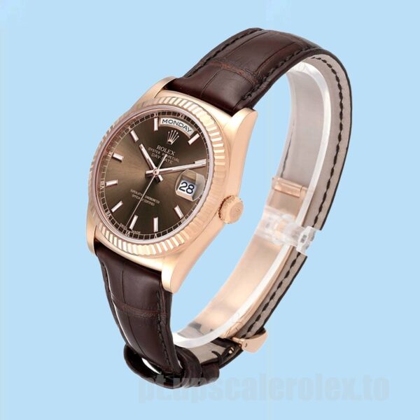 Rolex Day-Date Masculino 118135 36mm Tom De Ouro Rosa - Image 3