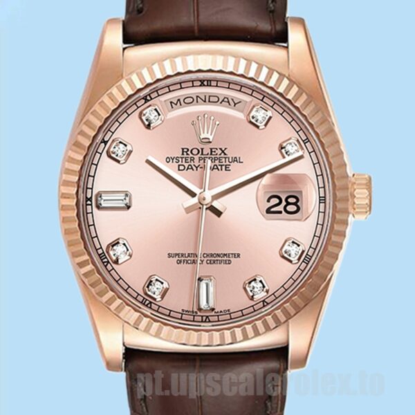 Rolex Day-Date 36mm 118135-0101 Masculino Ver Tom De Ouro Rosa