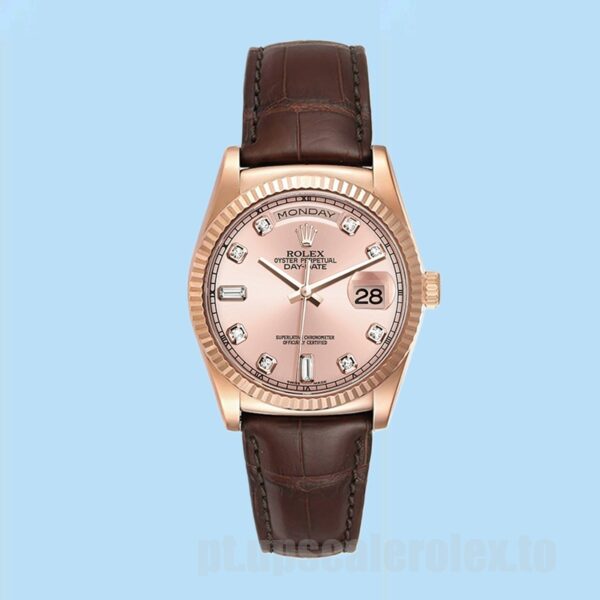 Rolex Day-Date 36mm 118135-0101 Masculino Ver Tom De Ouro Rosa - Image 2