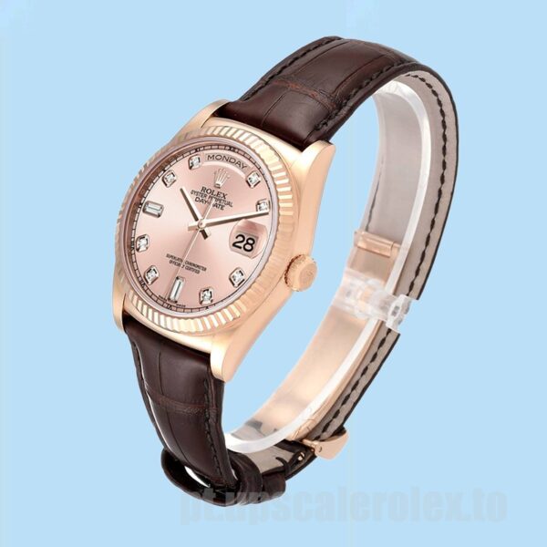 Rolex Day-Date 36mm 118135-0101 Masculino Ver Tom De Ouro Rosa - Image 3