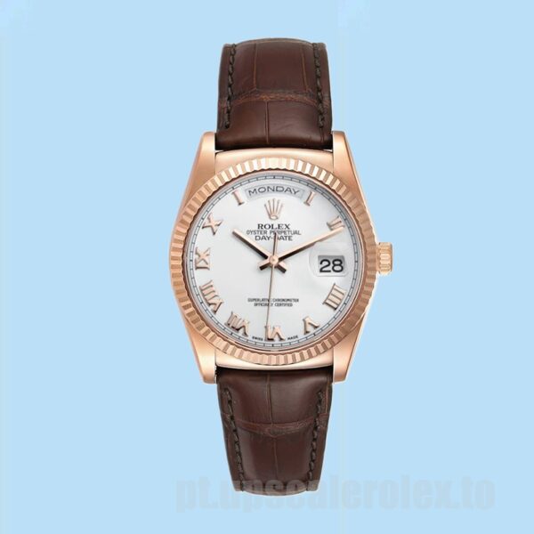 Rolex Day-Date 36mm 118135 Masculino Tom De Ouro Rosa Ver - Image 2