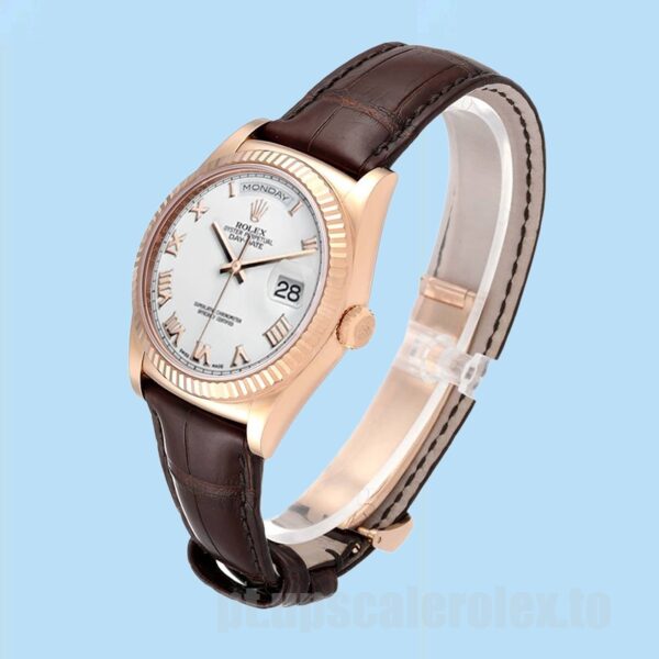 Rolex Day-Date 36mm 118135 Masculino Tom De Ouro Rosa Ver - Image 3