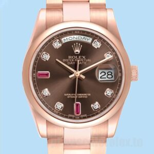 Rolex Day-Date Masculino 118205 36mm Tom De Ouro Rosa Pulseira Ostra