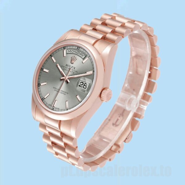 Rolex Day-Date 36mm Masculino 118205 Pulseira Presidente Tom De Ouro Rosa - Image 3