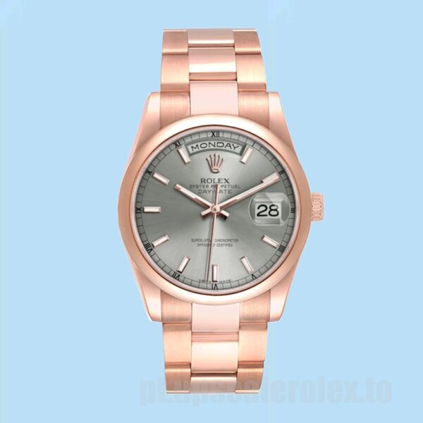 Rolex Day-Date 36mm Masculino 118205 Pulseira Presidente Tom De Ouro Rosa - Image 5