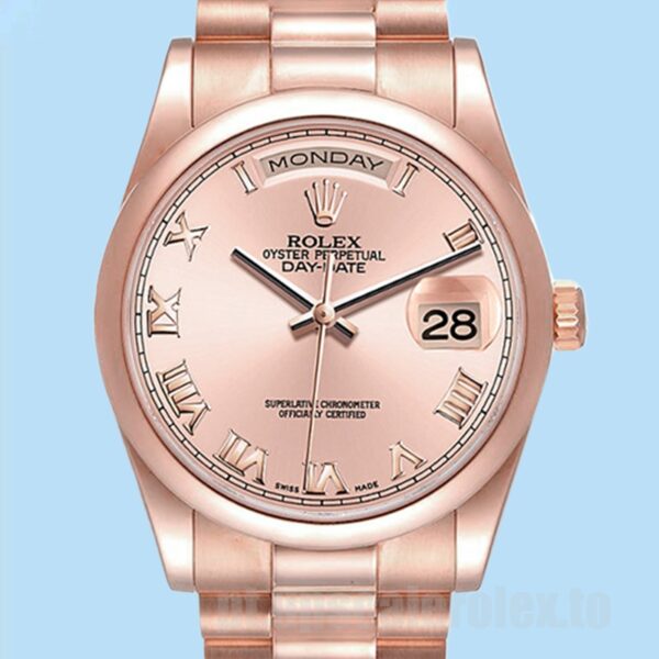 Rolex Day-Date Masculino 36mm 118205 Mostrador De Ouro Rosa Automático