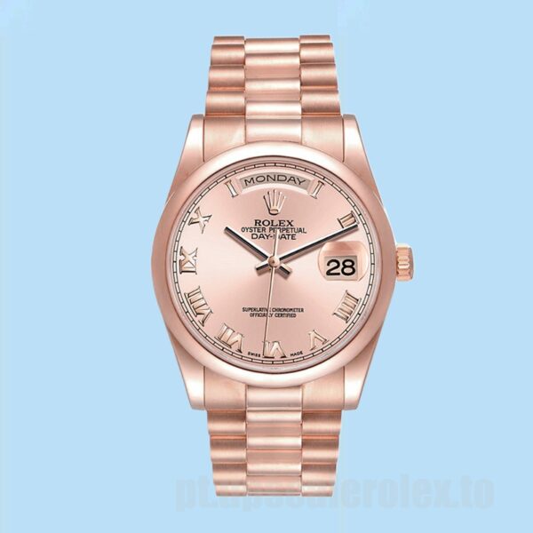 Rolex Day-Date Masculino 36mm 118205 Mostrador De Ouro Rosa Automático - Image 2
