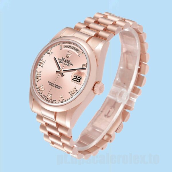 Rolex Day-Date Masculino 36mm 118205 Mostrador De Ouro Rosa Automático - Image 3