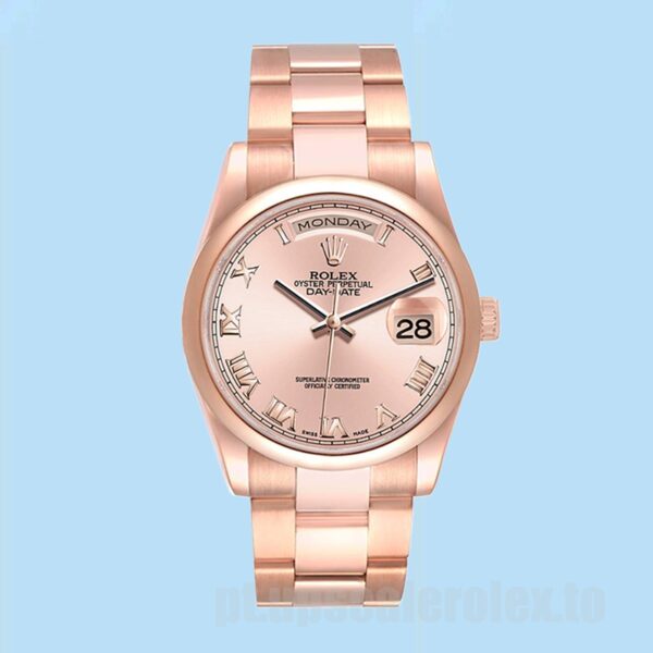 Rolex Day-Date Masculino 36mm 118205 Mostrador De Ouro Rosa Automático - Image 5