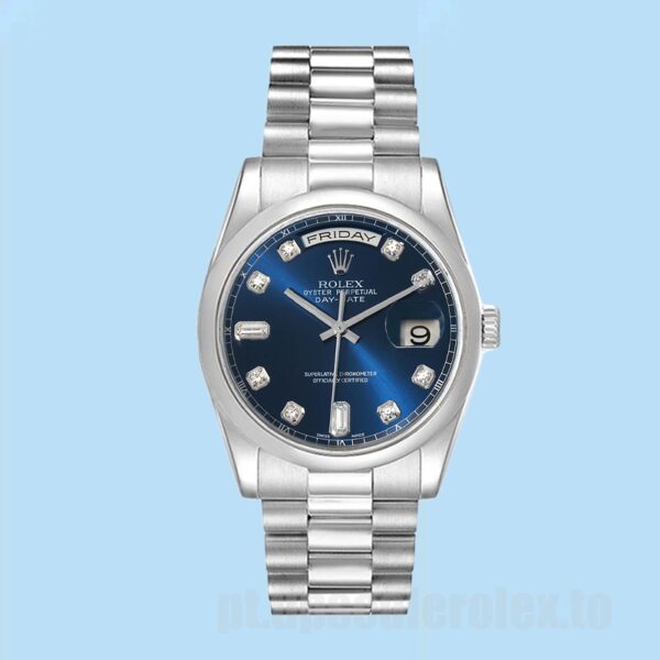 Rolex Day-Date Masculino 36mm 118206 Ver Mostrador Azul - Image 2