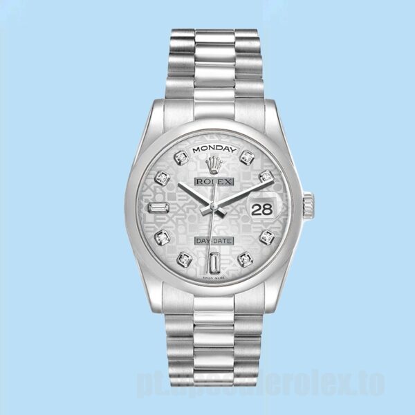 Rolex Day-Date 36mm 118206 Masculino Mostrador Jubileu de Prata - Image 2