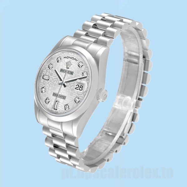 Rolex Day-Date 36mm 118206 Masculino Mostrador Jubileu de Prata - Image 3