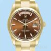 Rolex Day-Date 36mm Masculino m118208-0343 Mostrador Marrom Pulseira Ostra