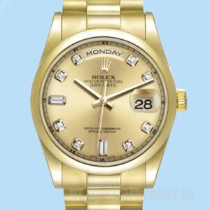Rolex Day-Date Masculino 118208 36mm Pulseira Presidente Tom De Ouro