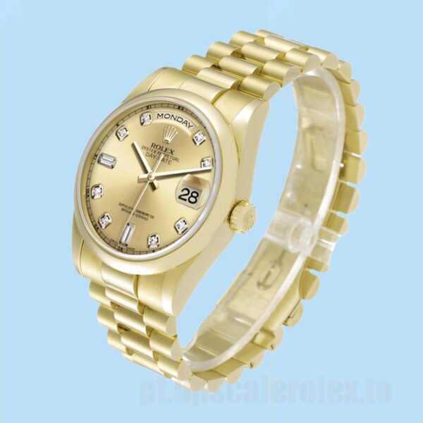 Rolex Day-Date Masculino 118208 36mm Pulseira Presidente Tom De Ouro - Image 3