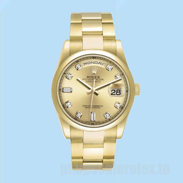 Rolex Day-Date Masculino 118208 36mm Pulseira Presidente Tom De Ouro - Image 5
