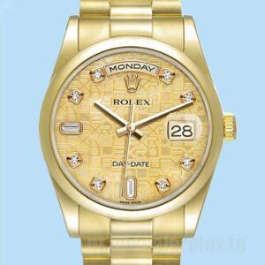 Rolex Day-Date 118208 36mm Masculino Pulseira Presidente Tom De Ouro